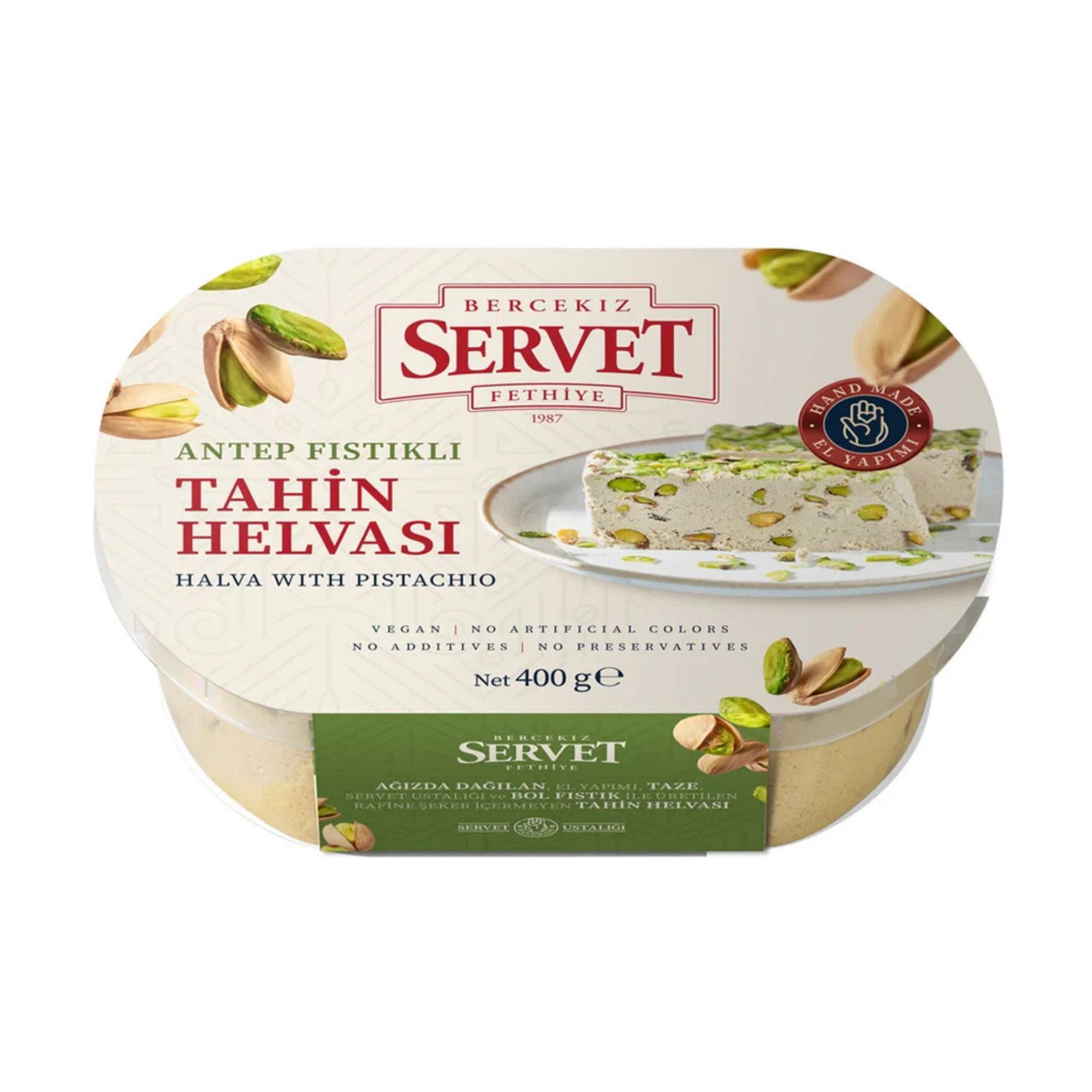 Servet Helva - Frische Tahini-Halva mit Pistazien 400gr (MHD: 09.2025)