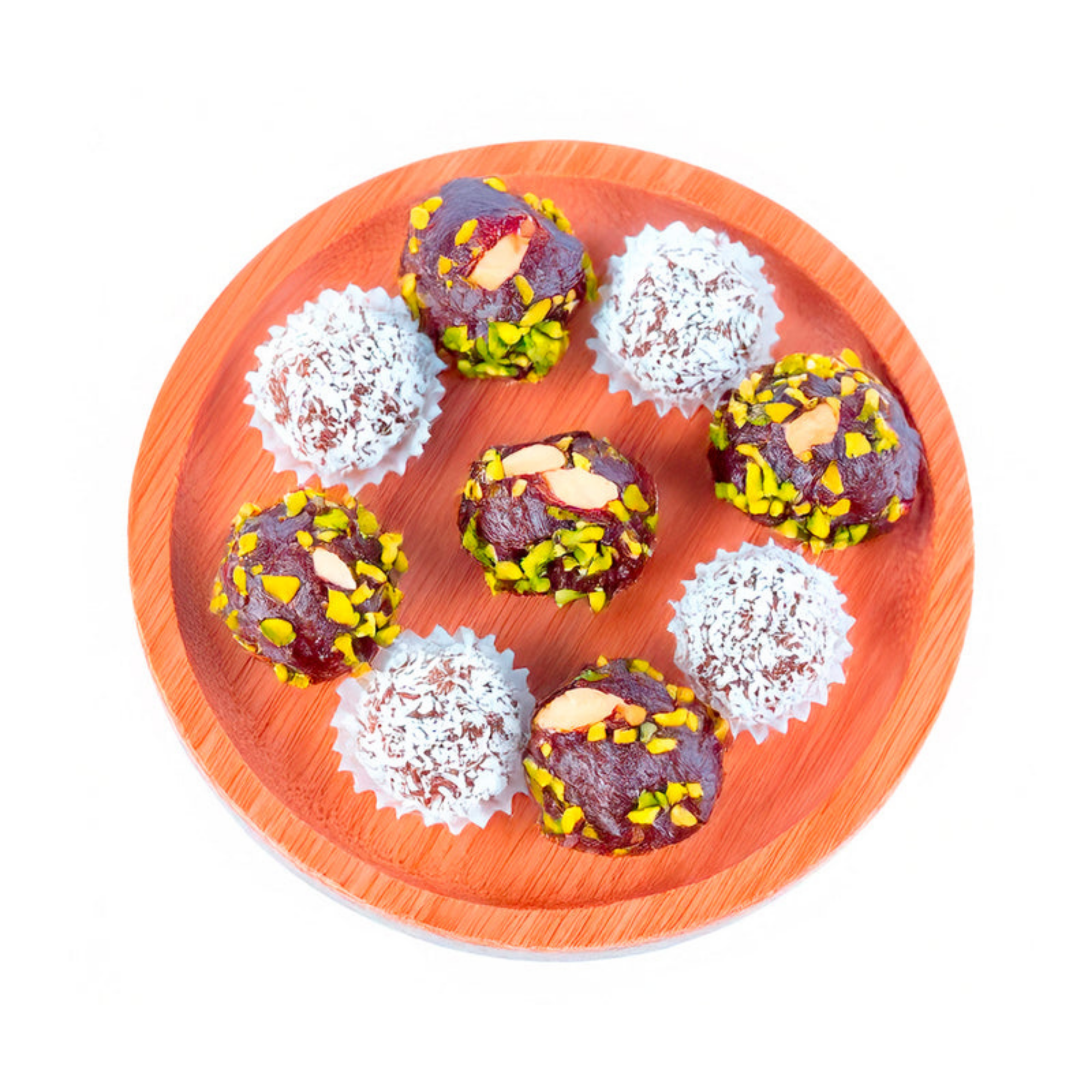 Natürliche Kaki-Bällchen (mit Pistazien, Haselnüssen & Kokos)