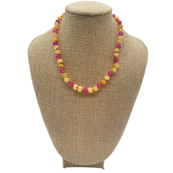 Bernstein-Baby-Halskette Butter-Rosen-Achat (32 cm)