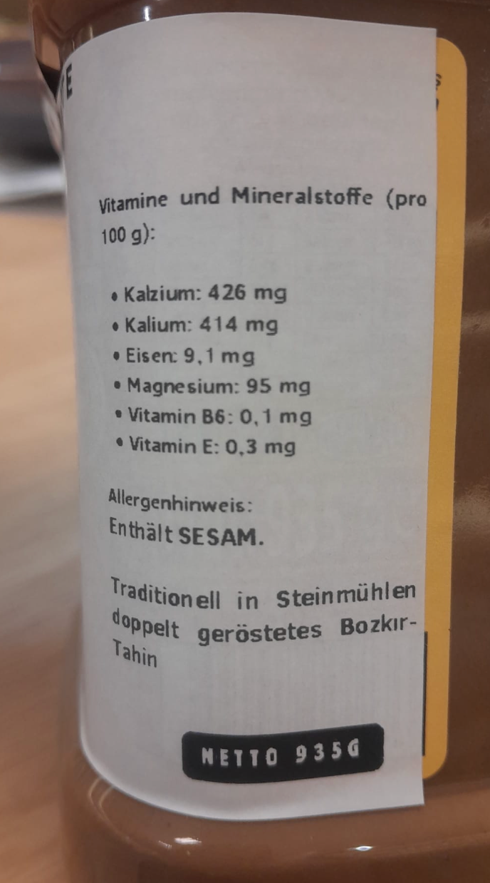 Doppelt Gerösteter Bozkır Tahin – 935 g