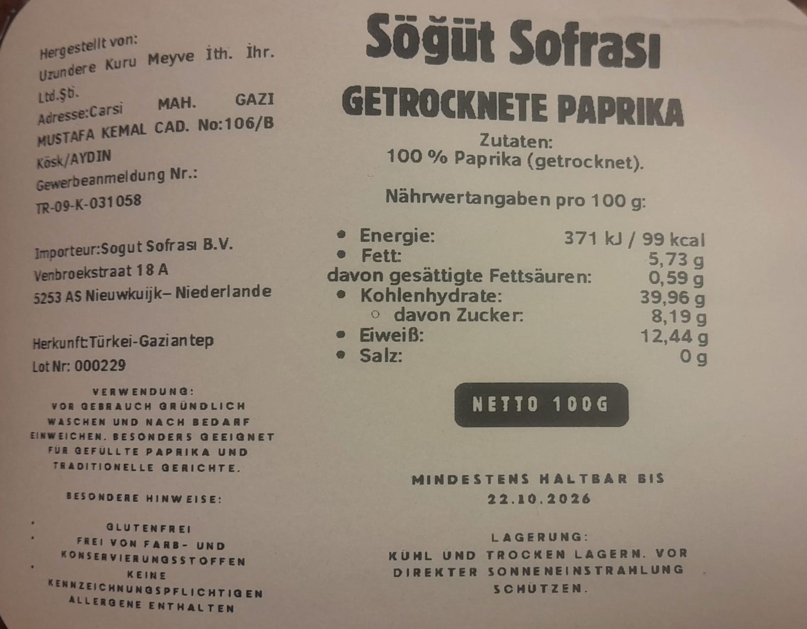 Getrocknete Paprika zum Füllen – 1 Bund