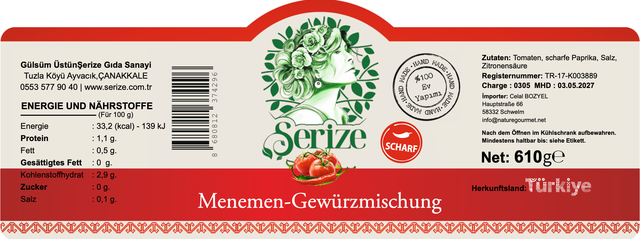 Serize Menemen-Soße – 610 g – Acılı