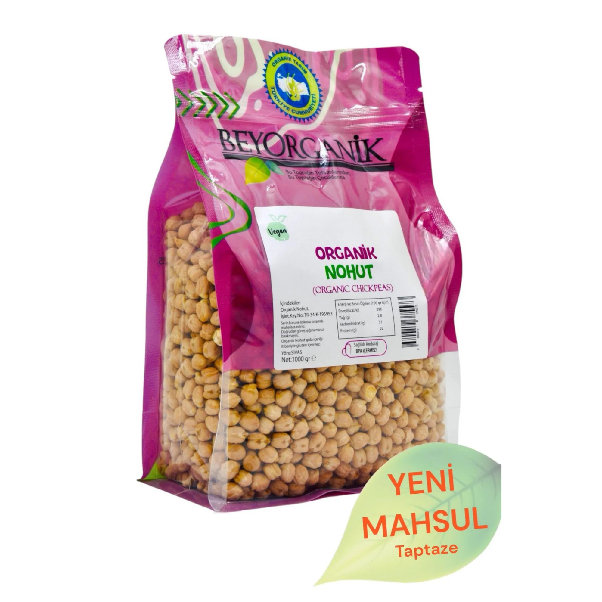 Kichererbsen - Beyorganik - Bio Türkischer Kichererbsen 1 kg