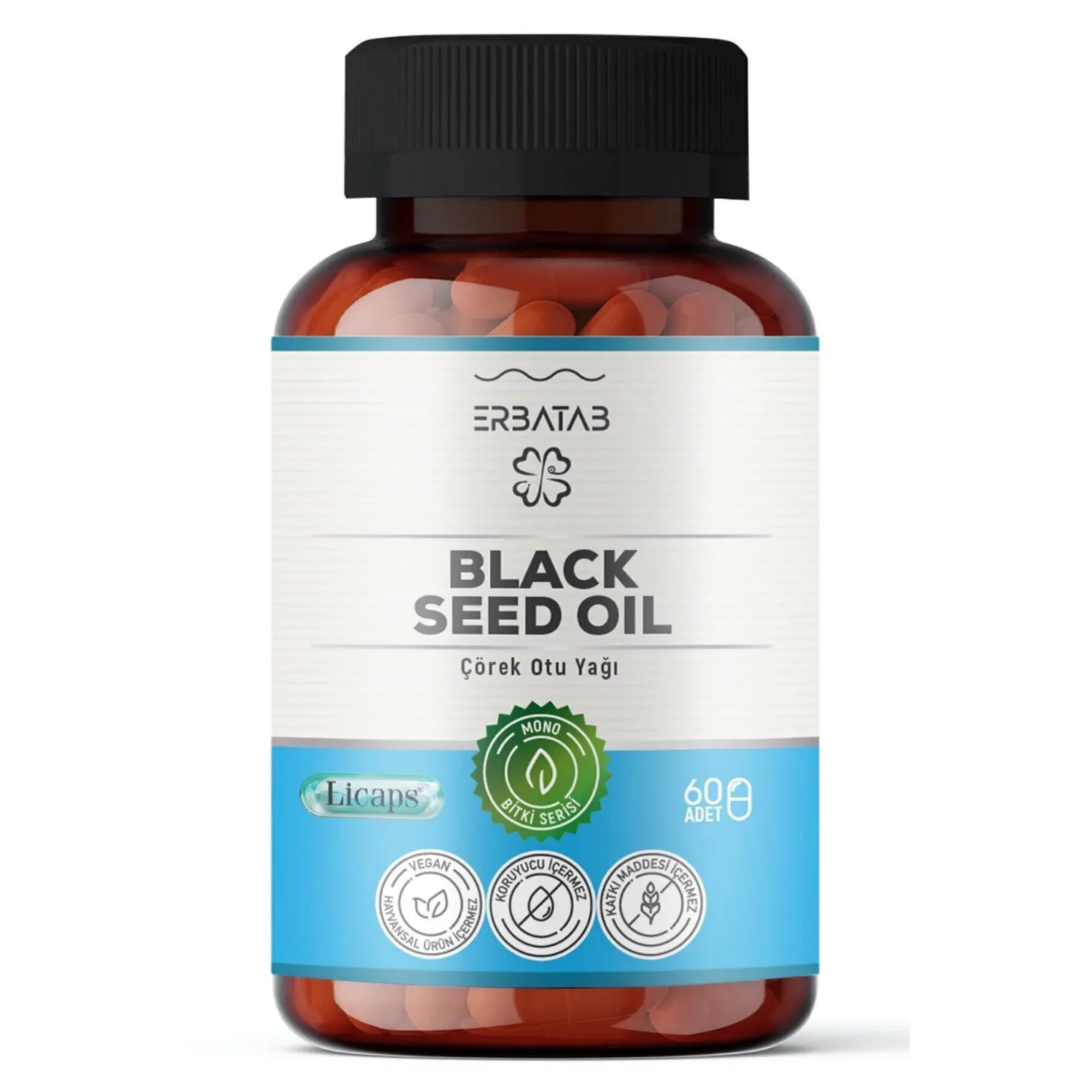 Erbatab Çörekotu Yağı – Siyah Tohum Yağı – 60 Kapsül (Licaps® Teknolojisi)