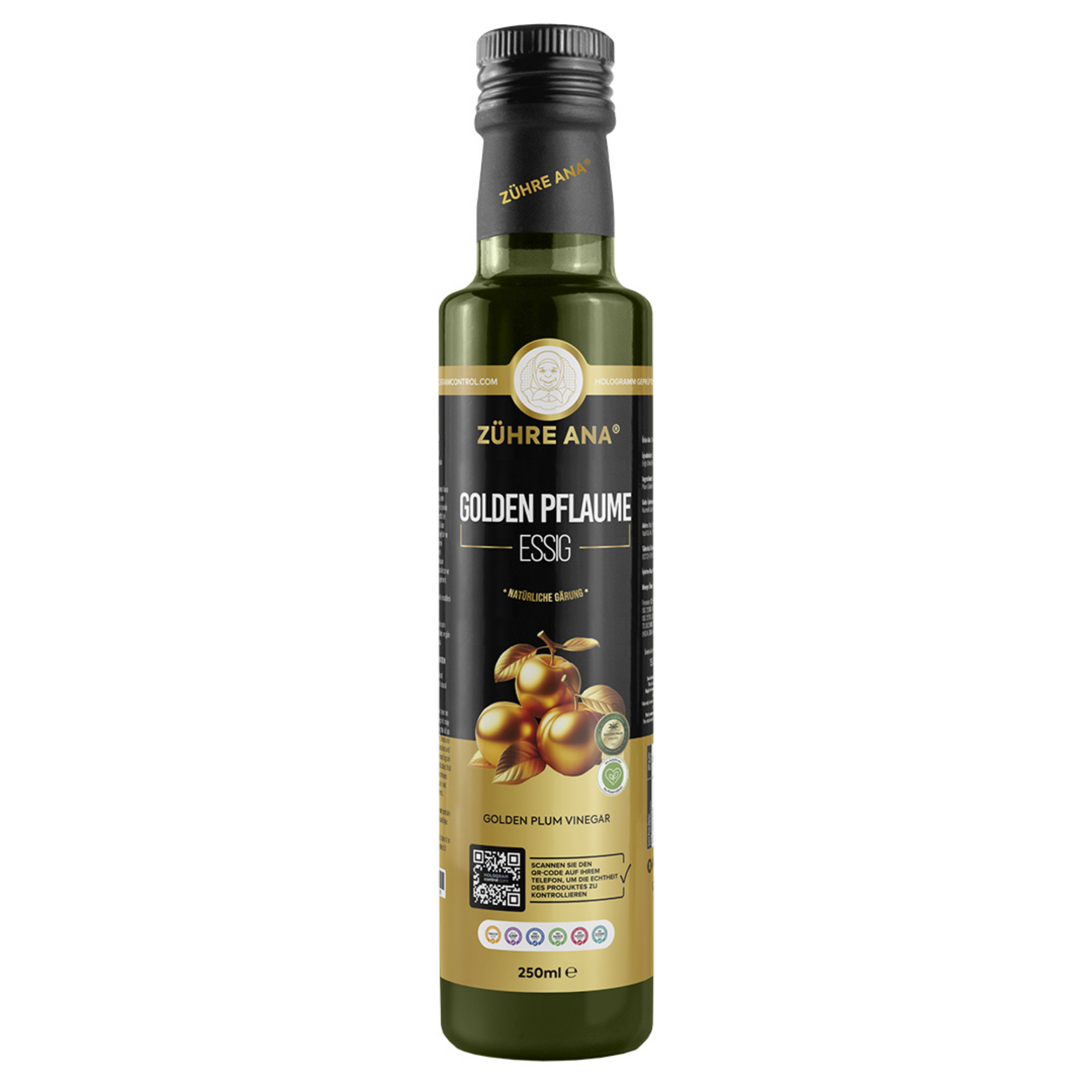 Zühre Ana Altın Erik Sirkesi, doğal Fermentasyon, prebiyotik Form Sirkesi, 250 ml