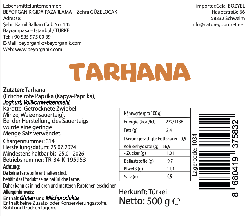 Probiotisches Tarhana (500gr) Neu