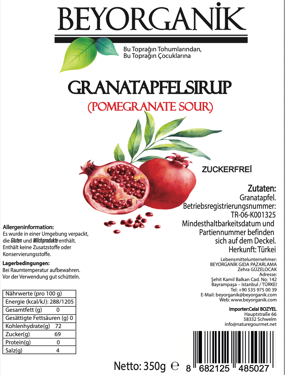 Beyorganik Granatapfelsirup Bio - 350 ml