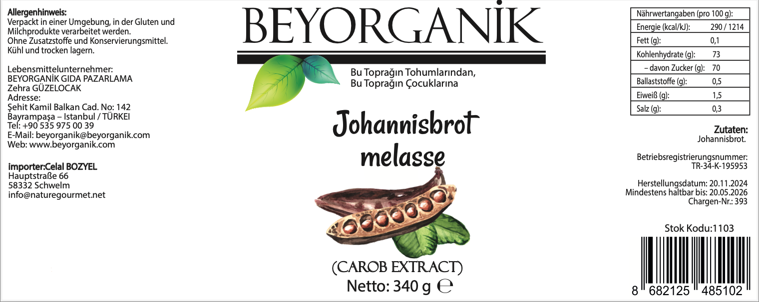 Beyorganik Bio Johannisbrot -Sirup - 340g