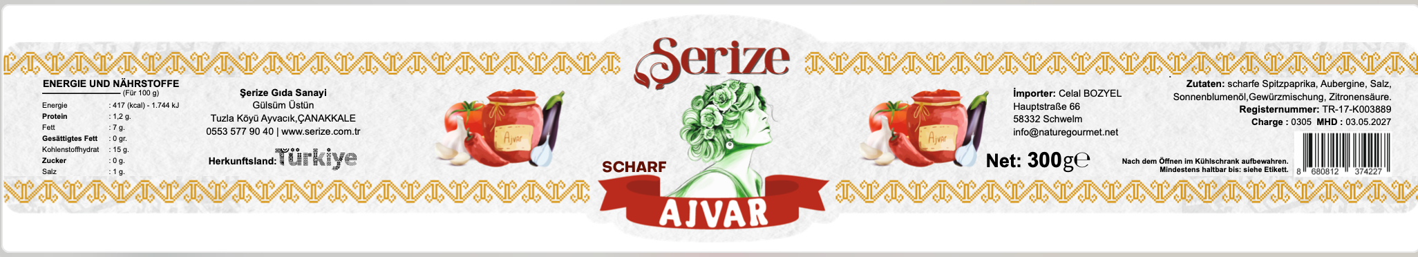 Serize Acılı Ajvar Sos – 300 g