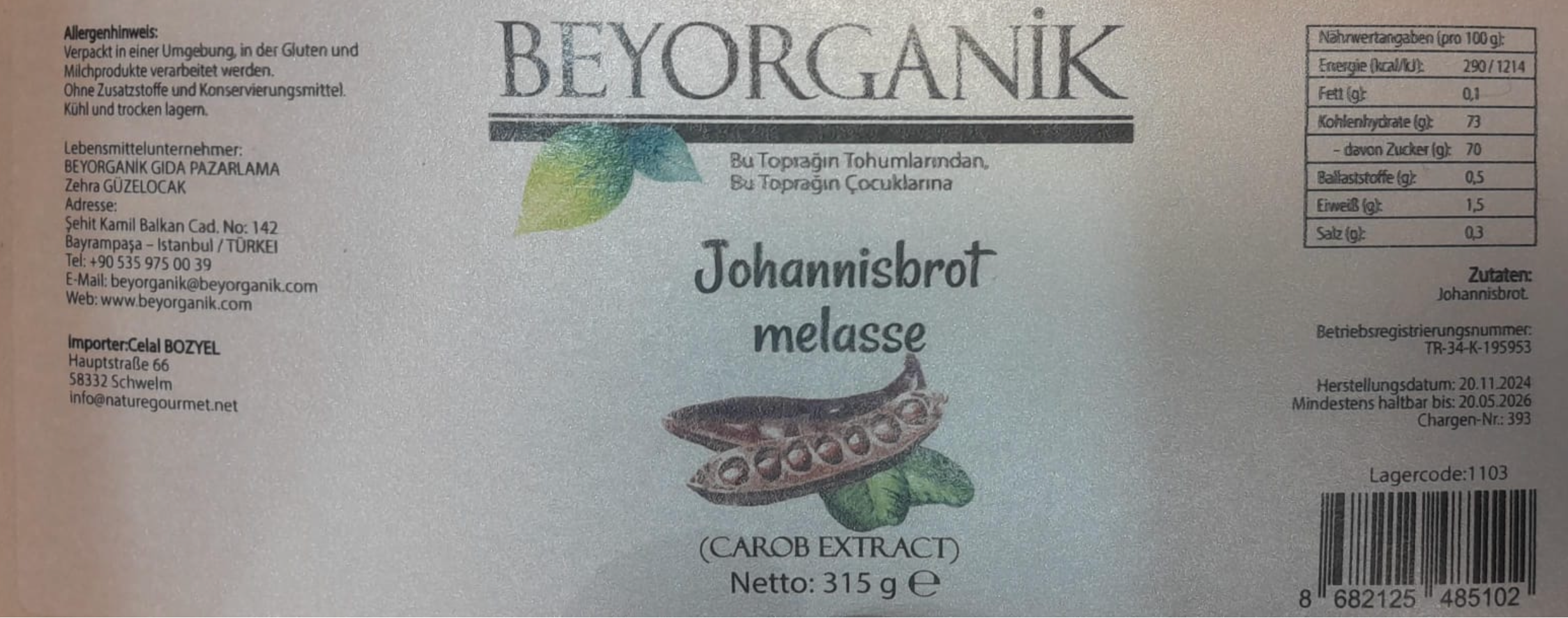 BEYORGANIK Johannisbrotextrakt 315 ml