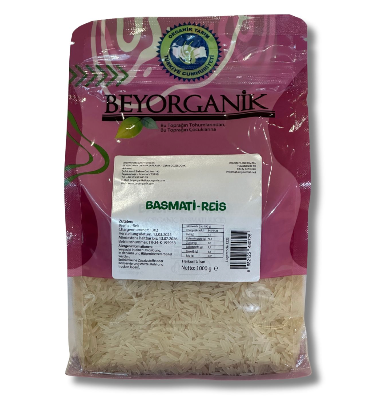 Bio-Basmatireis 1000 g (Pestizid- und Aflatoxinanalyse)