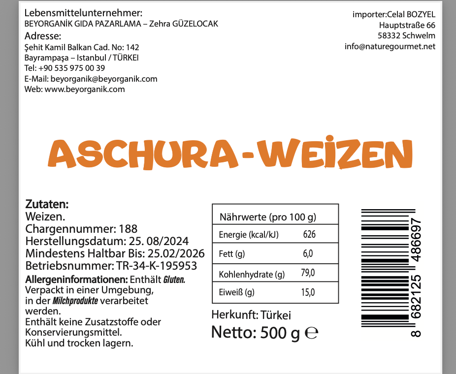 Beyorganik Bio ASCHORA-WEIZEN 500 gr